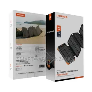 Porodo Power Bank 20000mah 4-panel Solar - Black
