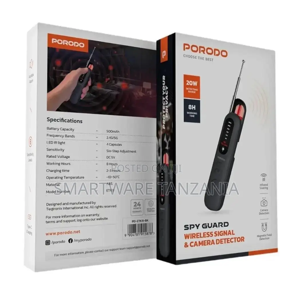 Porodo Spy Guard Wireless Signal Camera Detector - Black