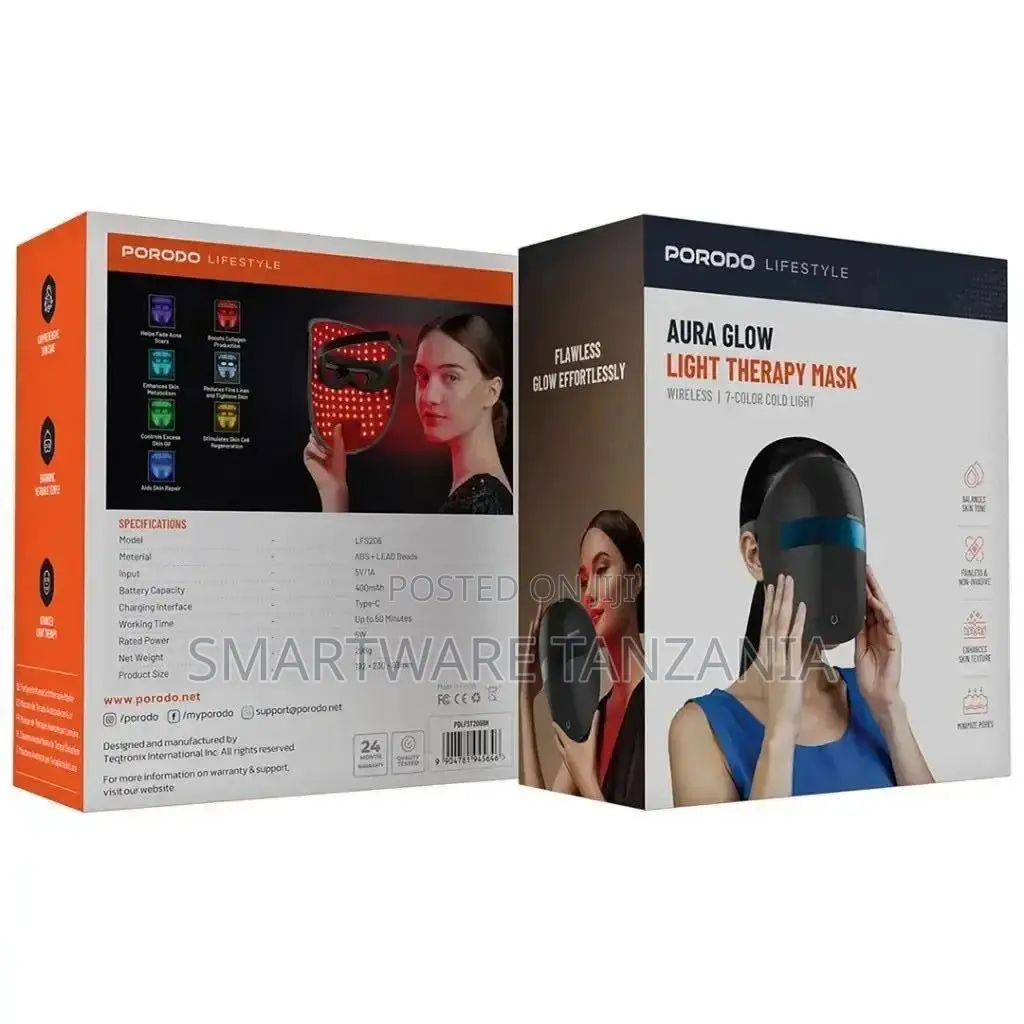 Porodo Lifestyle Aura Glow Light Therapy Mask - Black