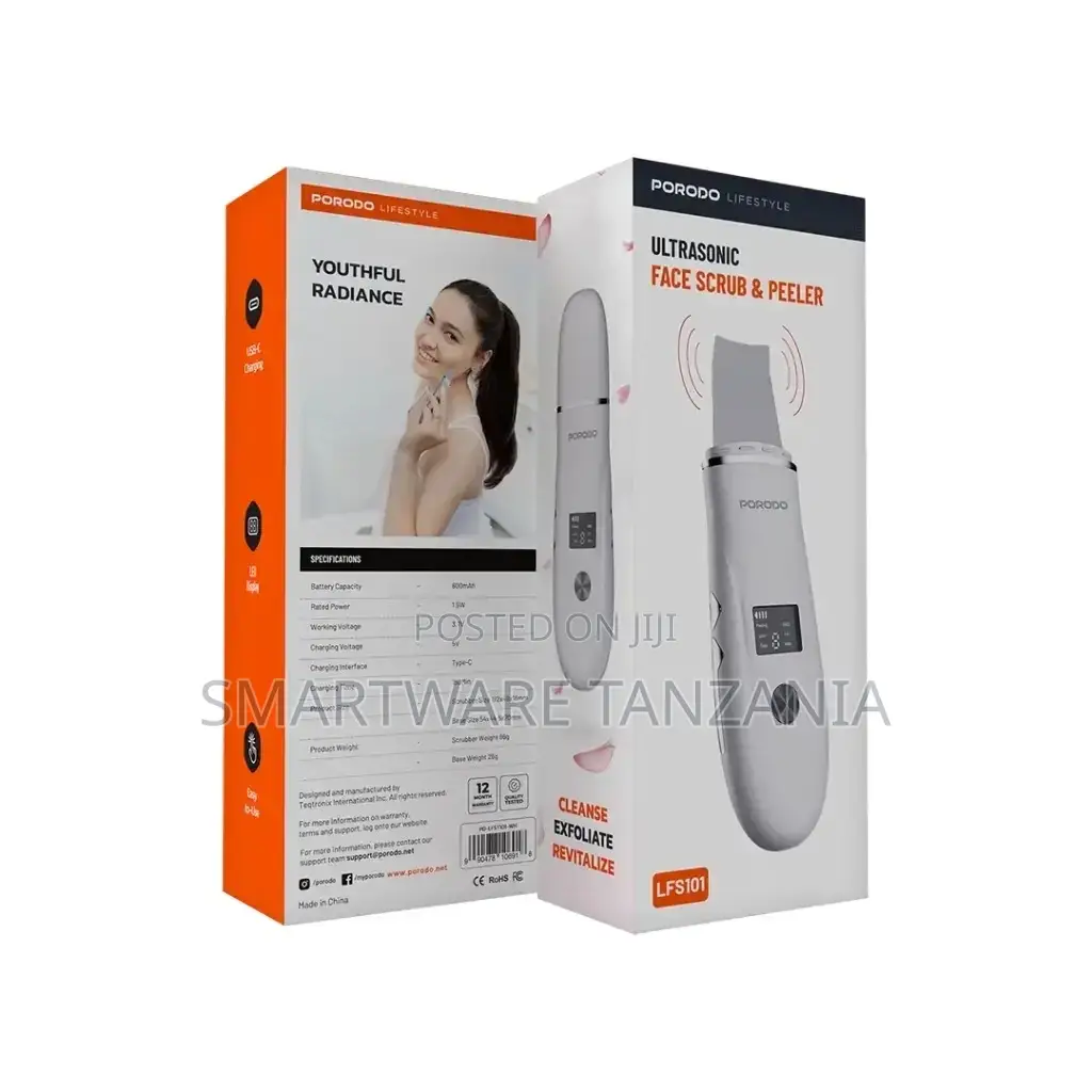 Porodo Lifestyle Ultrasonic Face Scrub Peeler - White