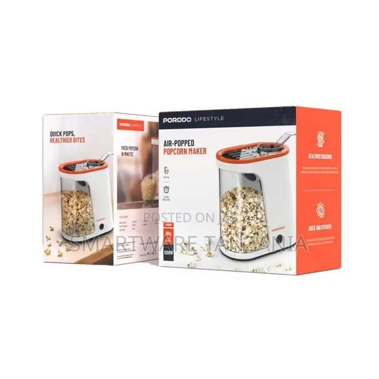 Porodo Lifestyle Air-Popped Popcorn Maker - White/Orange