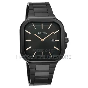 Titan Classique Slim Square Quartz Analog With Date Black