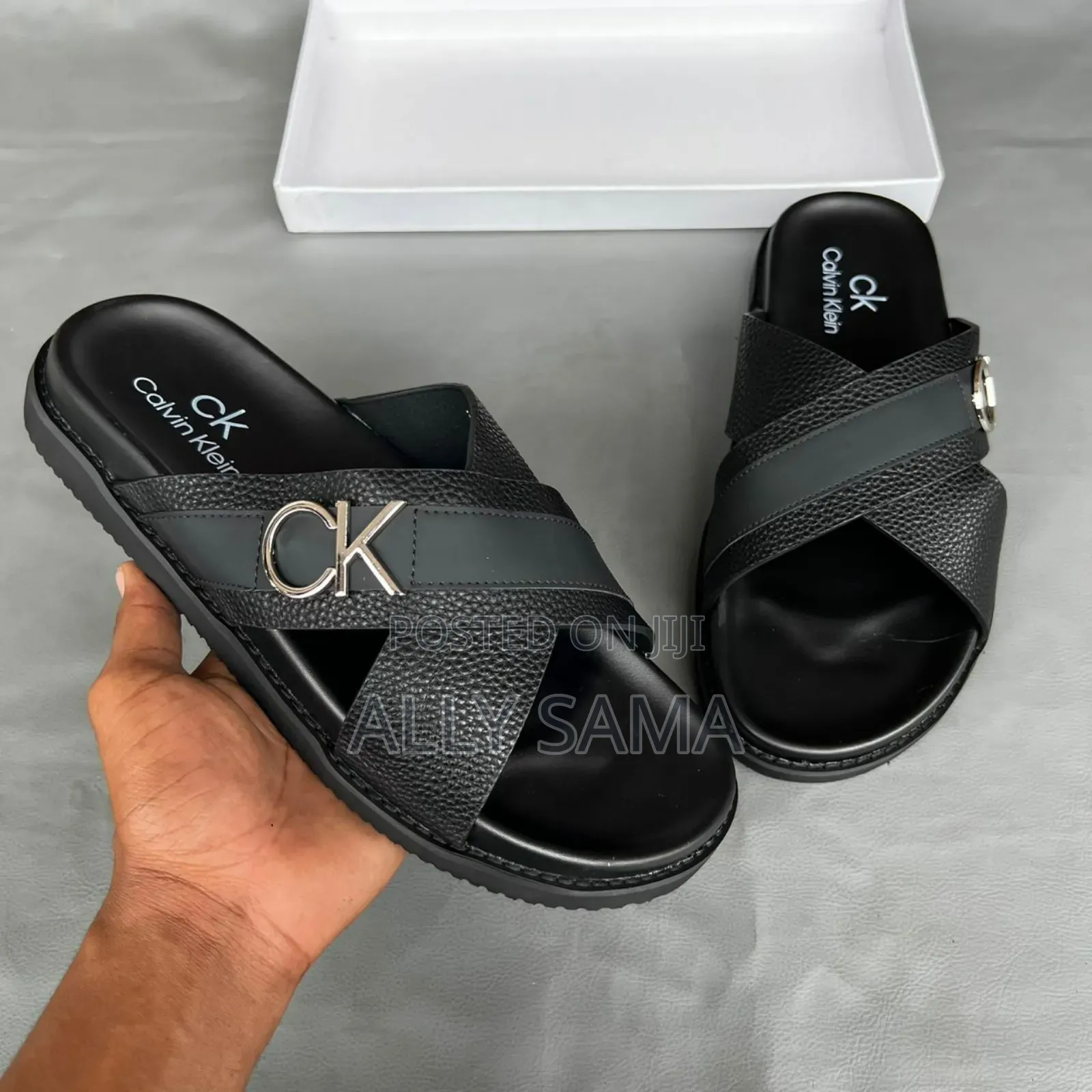 Men's Calvin Klein Black Material Pure Leather