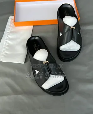 Men's Sandals Full Black Valentino Material Pure Leather