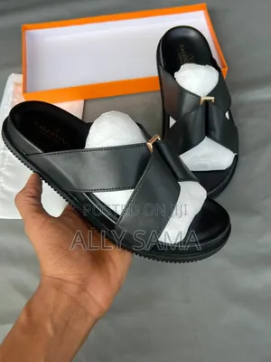 Men's Sandals Full Black Valentino Material Pure Leather