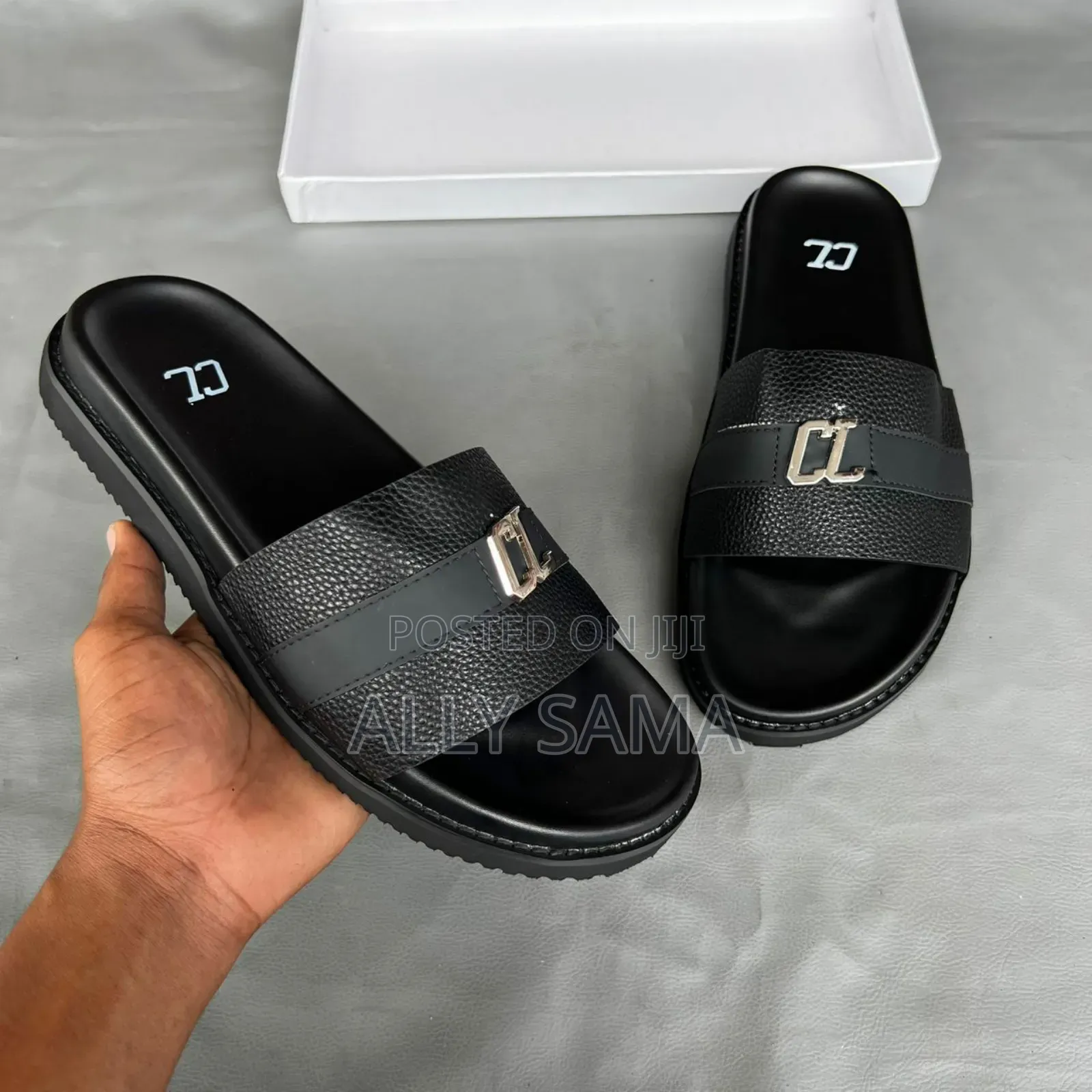 Men's Sandals New Brand Cl Fullblack Material Pure Leather