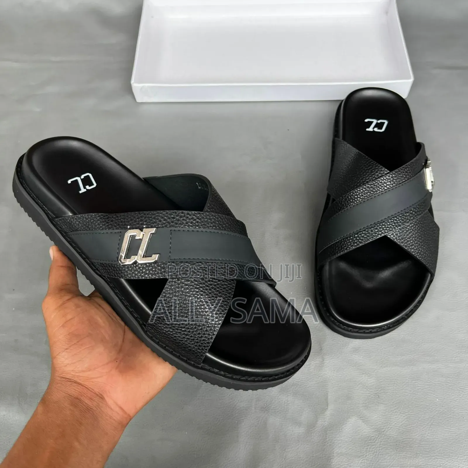 Men's Sandals New Brand Cl Fullblack Material Pure Leather