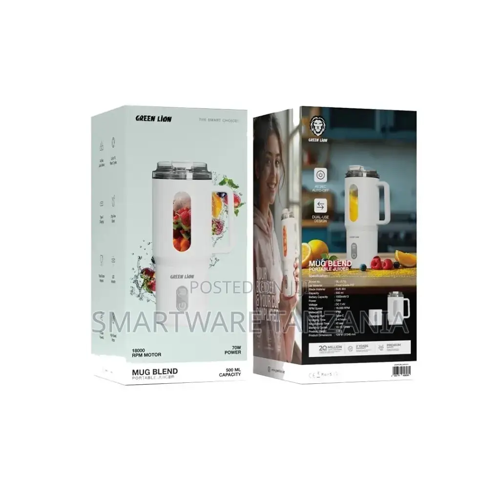 Green Lion Mug Blend Portable Juicer 500ml-White