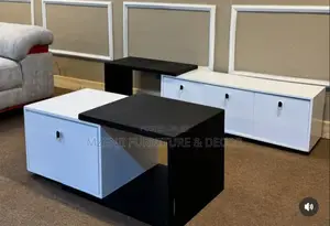 Tv Showcase and Coffee Table Black White