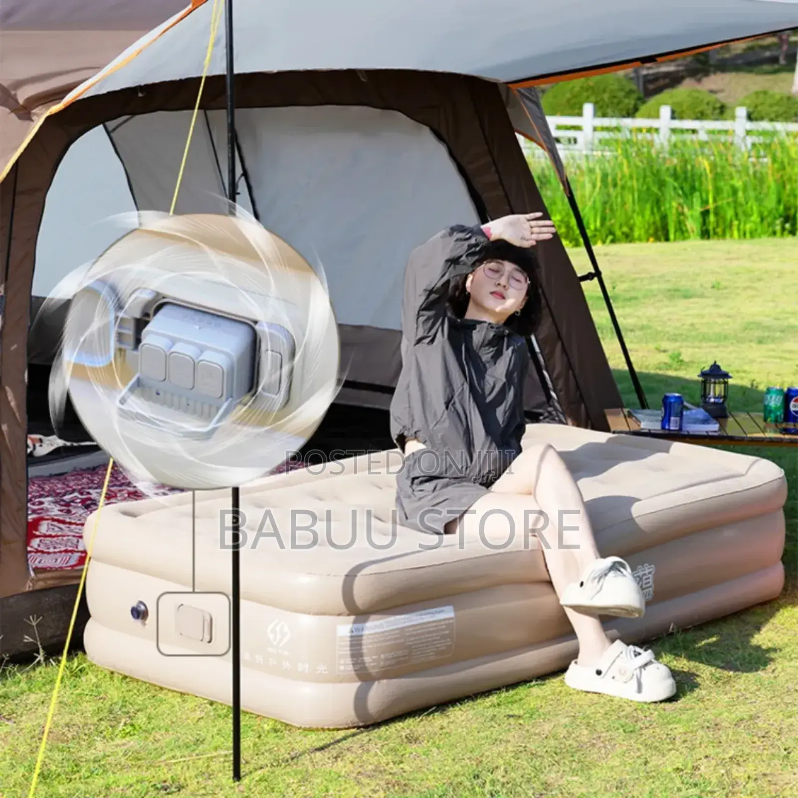 Airbed With Building Home