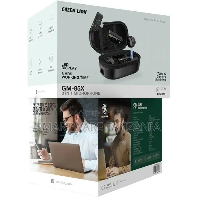 Green Lion Gm-85x 3 in 1 Wireless Microphone - Black
