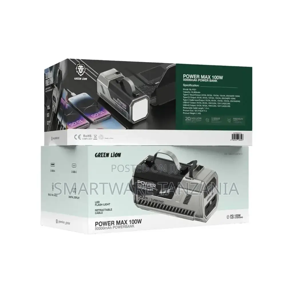 Green Lion 50000mah Power Bank 100w - Silver