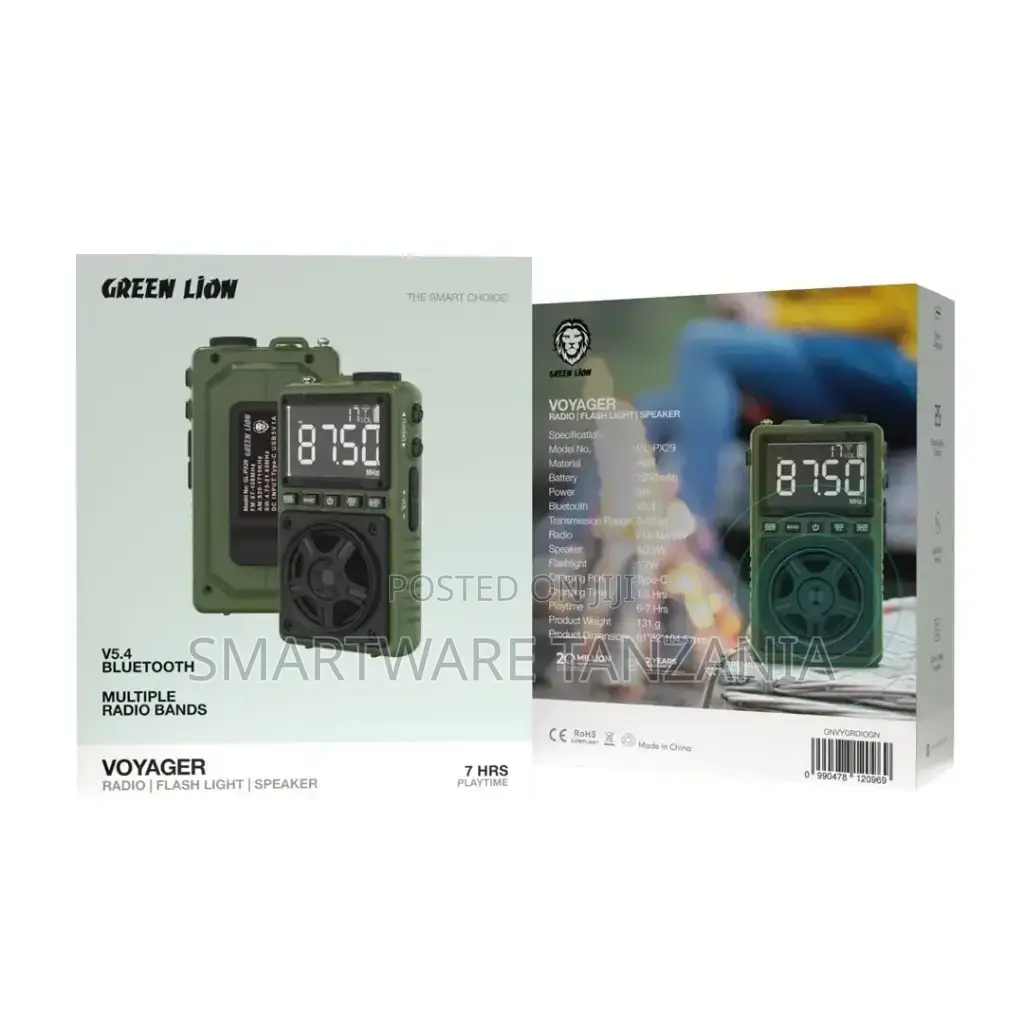 Green Lion Voyager Portable Radio | Flash Light | Speaker