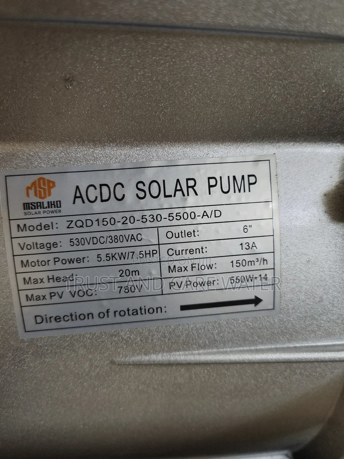Surface Solar Pump 7.5hp Dc/Ac (6inch)