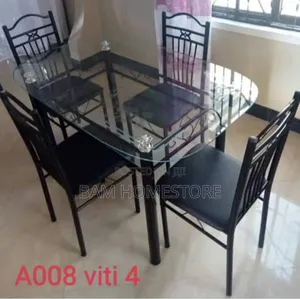 Dining Set Ya Meza Ya Kioo + Viti Vinne