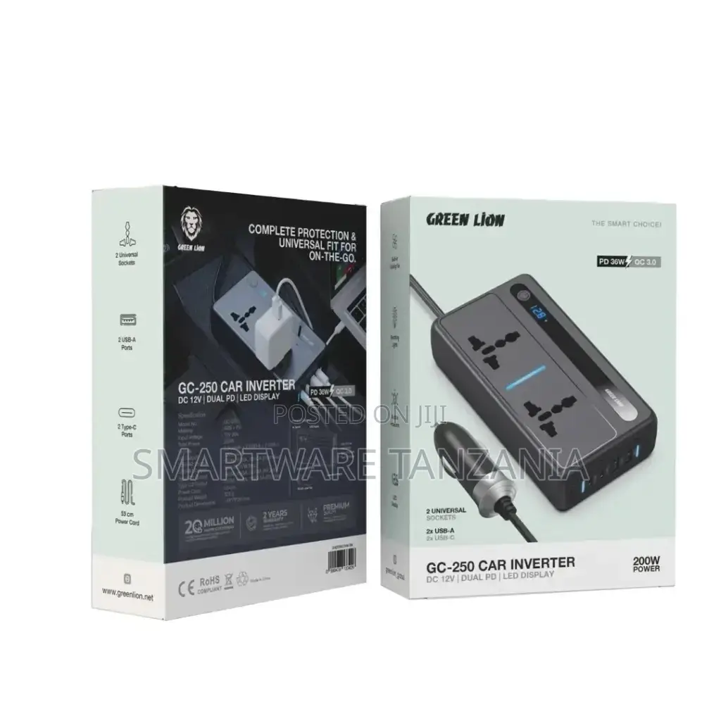 Green Lion Gc-250 Car Inverter 200w - Black