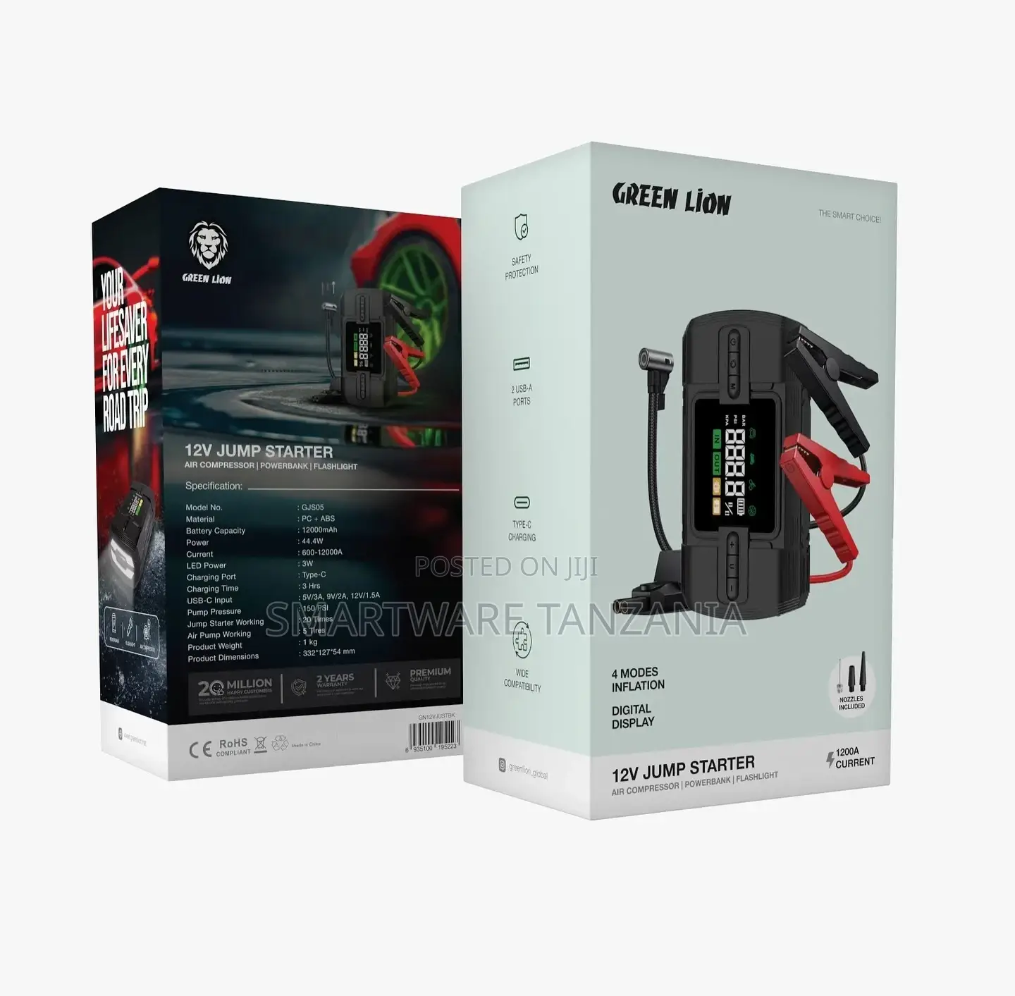 Green Lion 12v Jump Starter 12000 Mah - Black