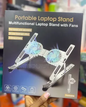 Portable Laptop Stand With Cooling Fans and RGB Light Effect