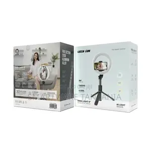 Green Lion Ring Light 6′′ Selfie Stick - Black