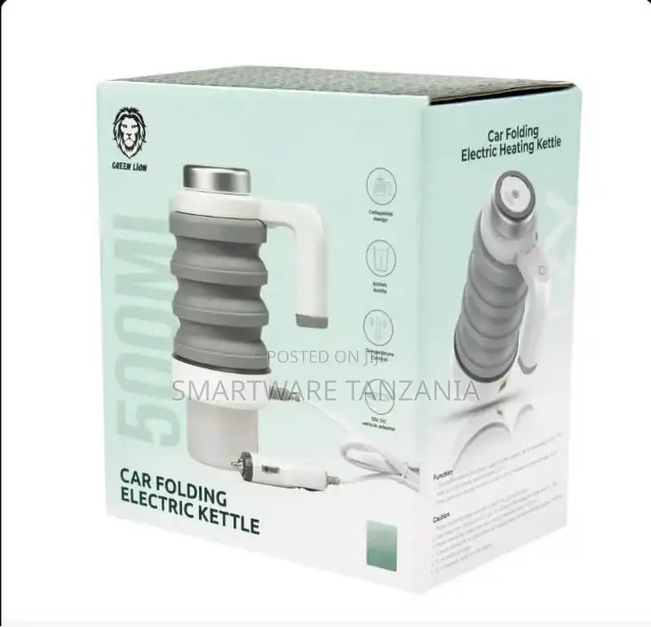 Green Lion Car Folding Electric Kettle - White