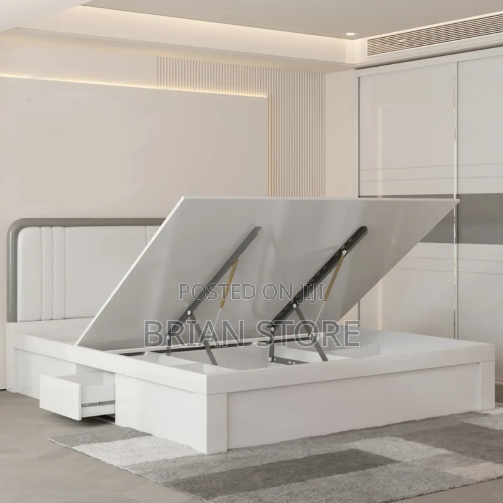 Platform Storage Bed With Bed Side Drawer