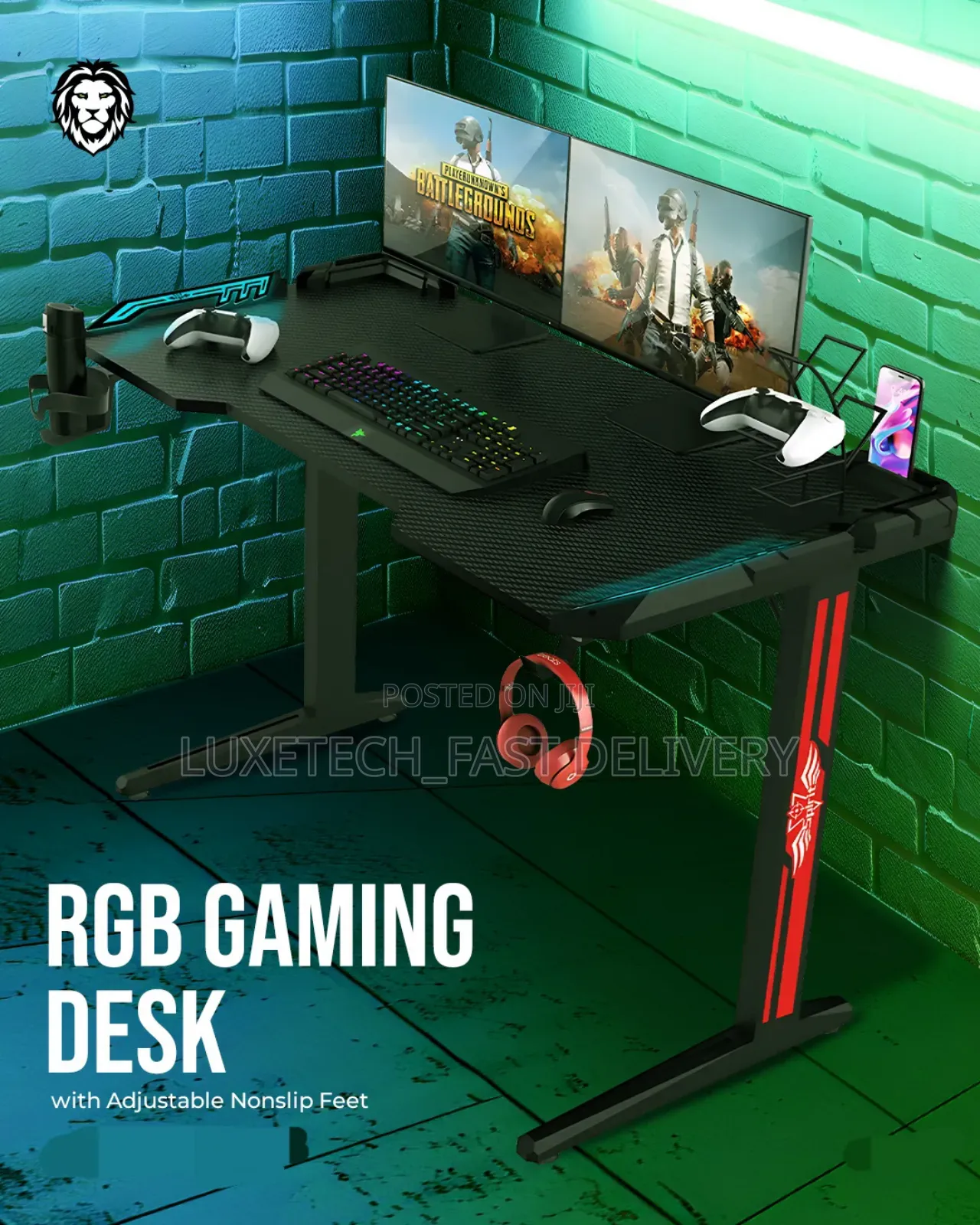 Green Lion RGB Gaming Desk/Table