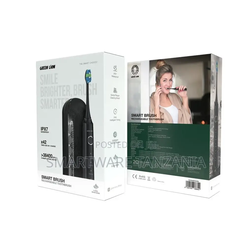 Green Lion Smart Brush Rechargeable Toothbrush - Black