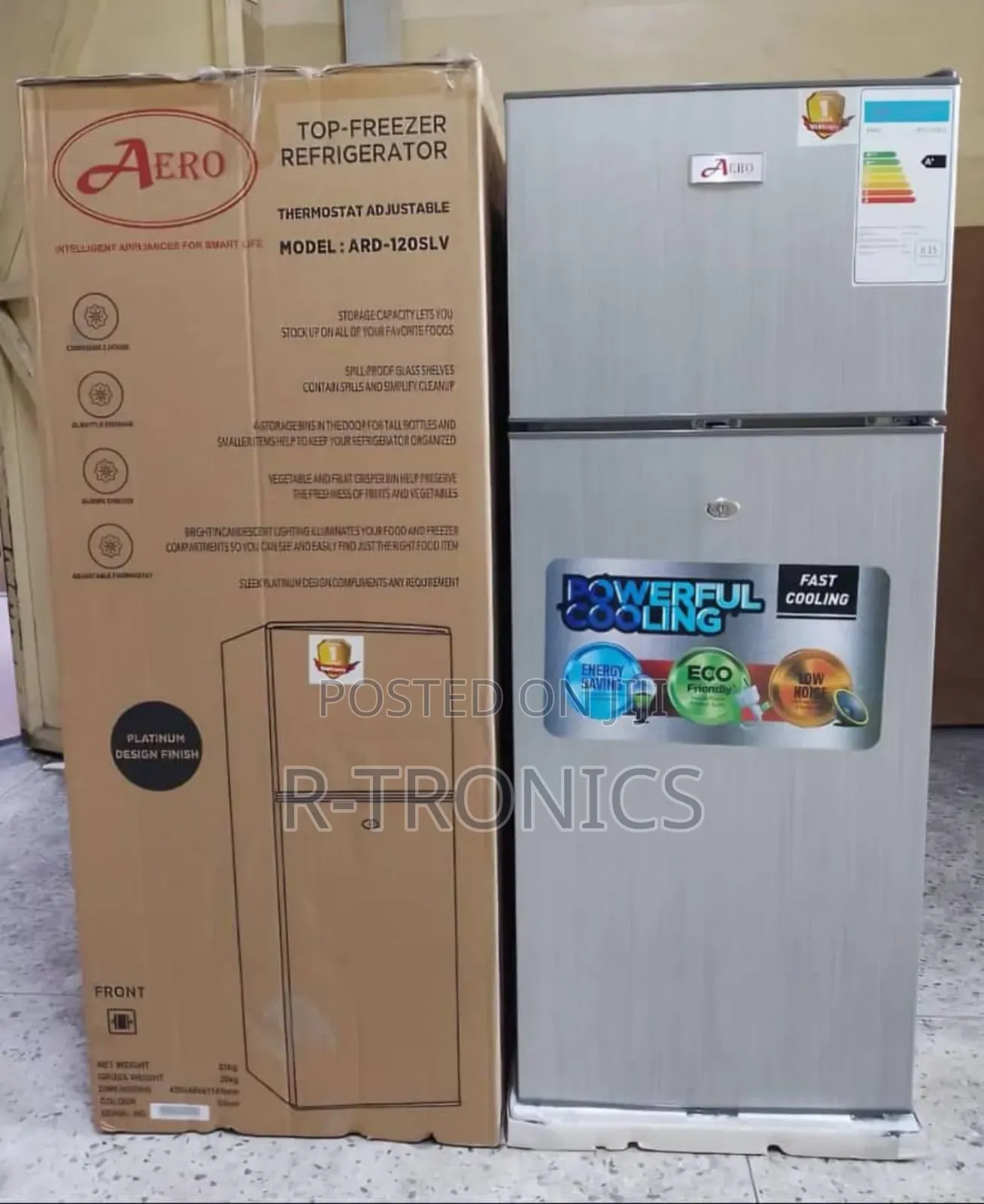Aero Refrigerator 120l Double Door Top Freezer Ard-120
