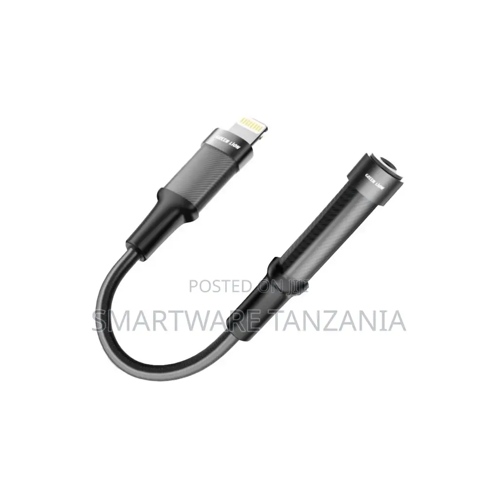 Green Lion Earphone Adapter Lightning to 3.5 Aux 12cm - Black