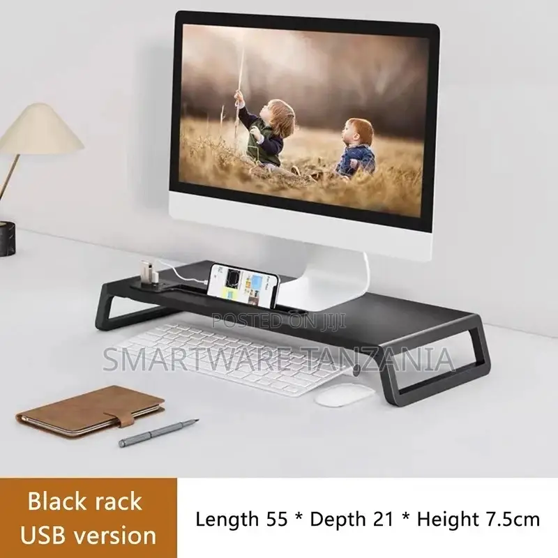 Monitor and Laptop Stand, 27 Inch Desktop Riser, Black