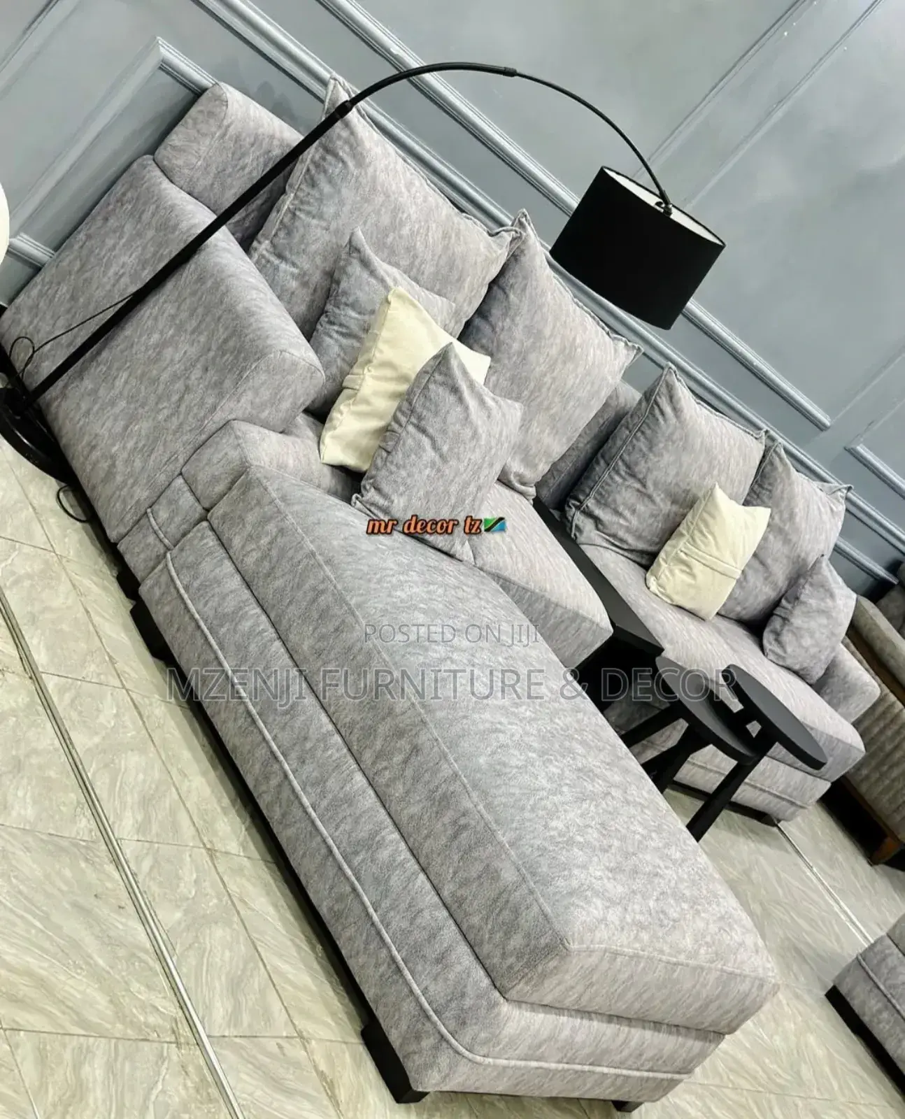 L Shaped Sofa Fully Spring and Fibers