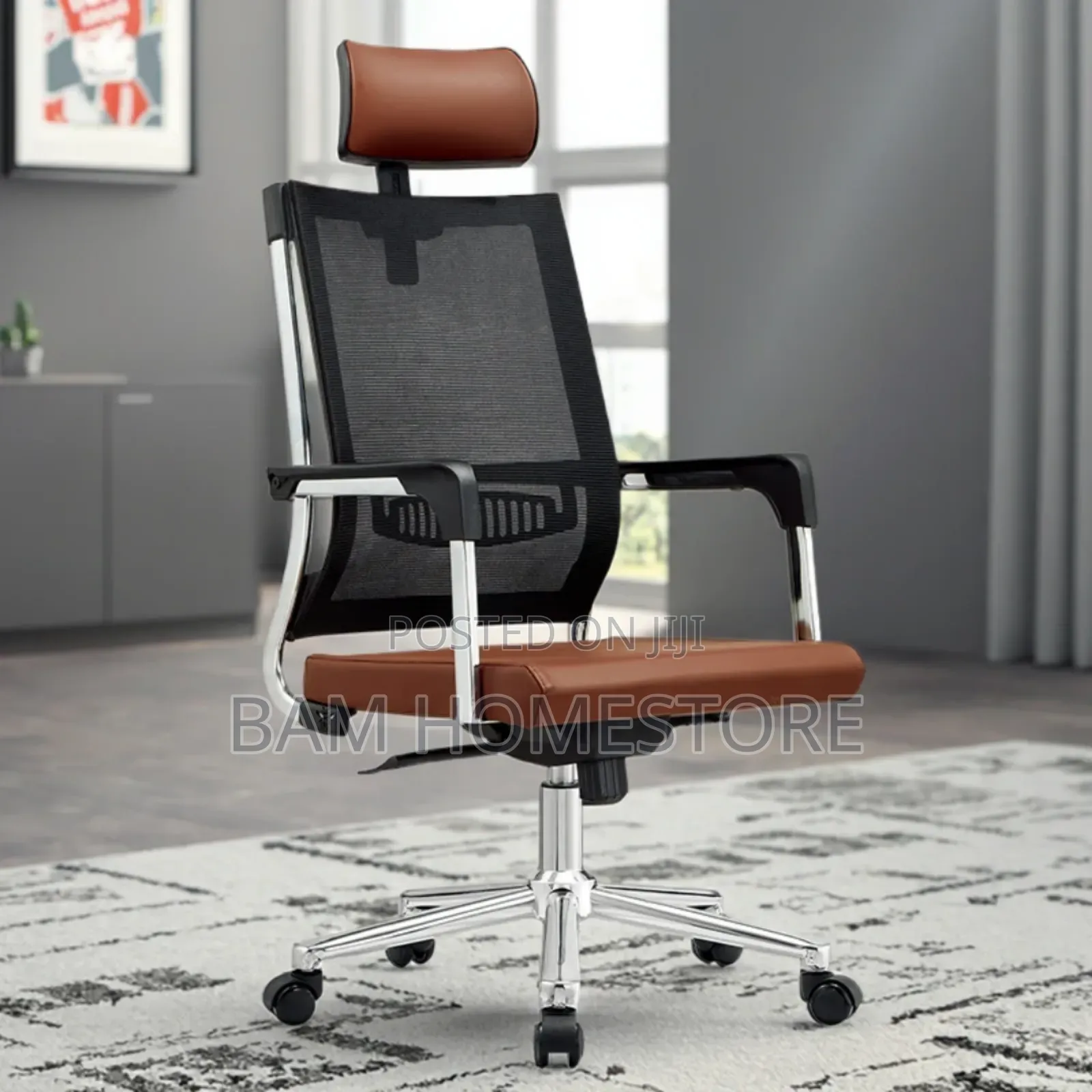 Chrome Frame High-Back Ergonomic Office Chair
