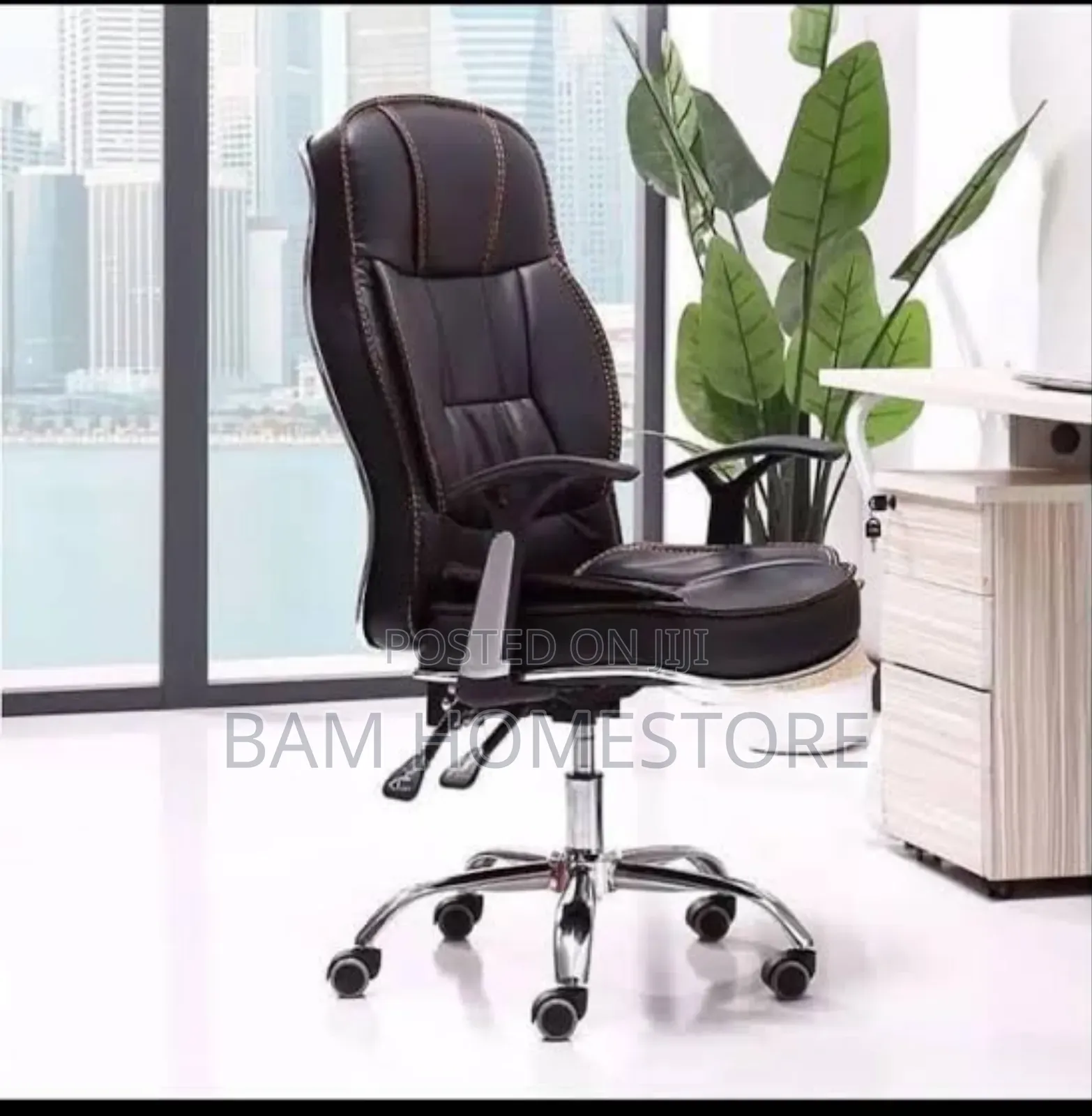 Black Faux Leather Executive Office Chair