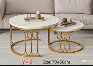 Nesting Coffee Table Set of 2, Modern Round Coffee Table
