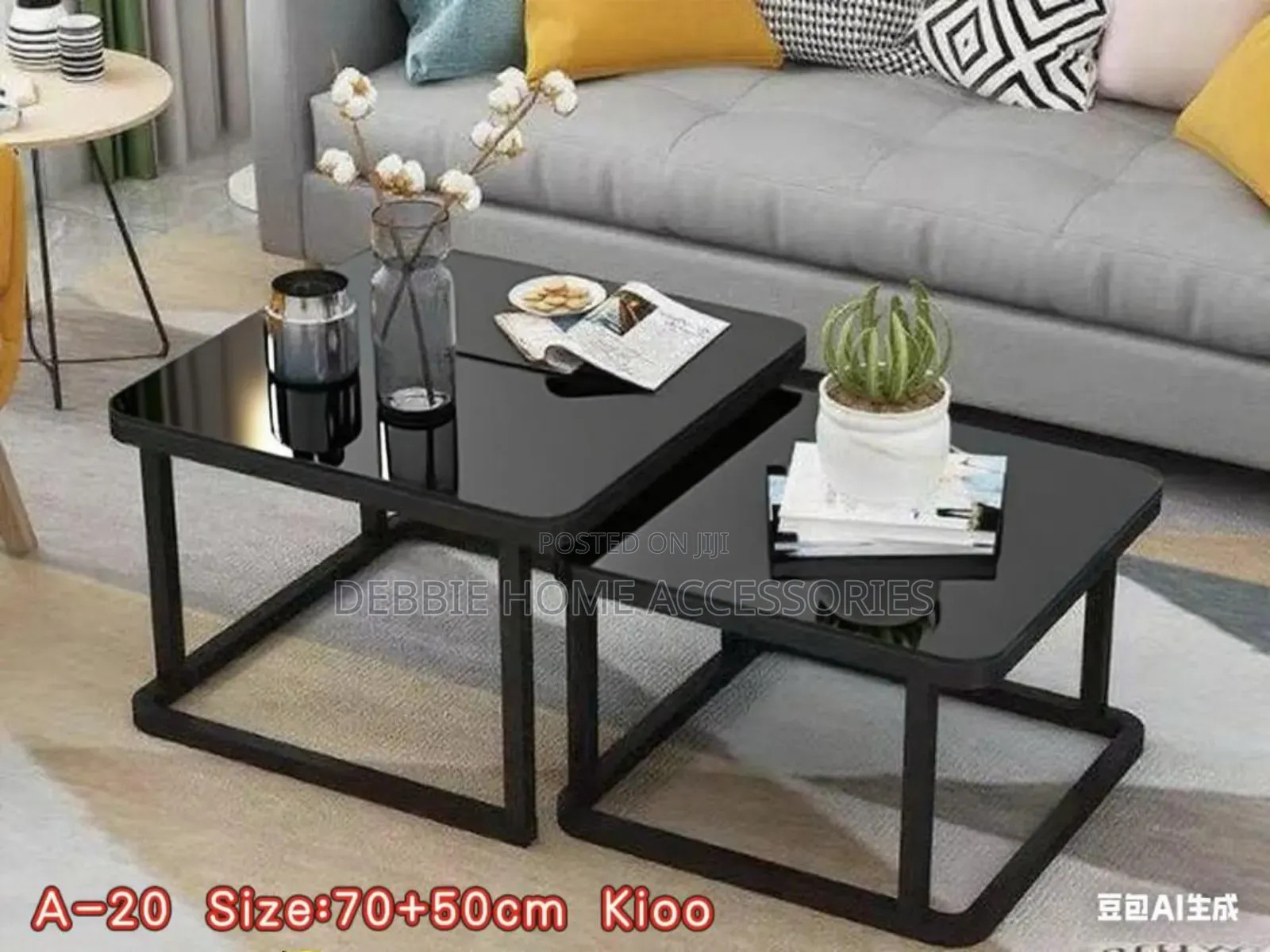 Nesting Coffee Table, Set of 2 Stackable Side End Tables Marble