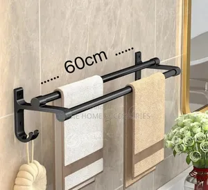 Double Rod Bathroom Towel Holder Without Drilling Screws