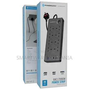 Powerology 8ac 2990w Power Strip Pd 20w - Black