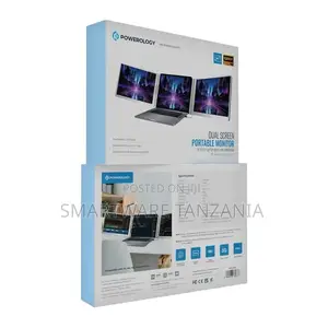 Powerology Dual Screen Portable Monitor - Silver