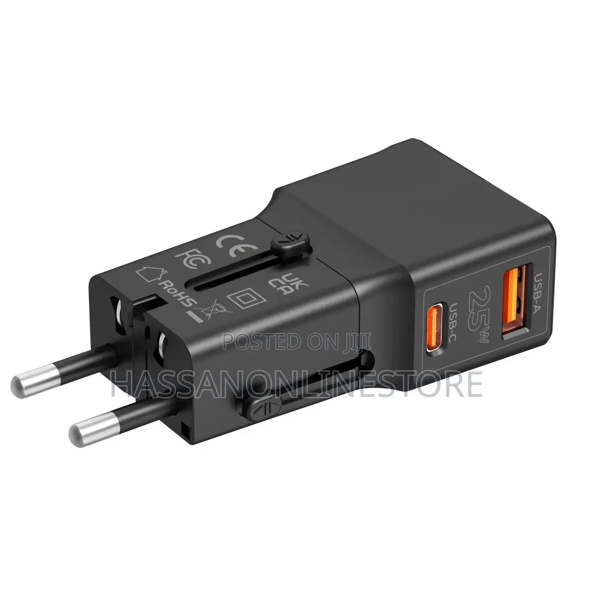 Totu Life Travel Adapter 25w, Eu/Us/Uk/Au Black