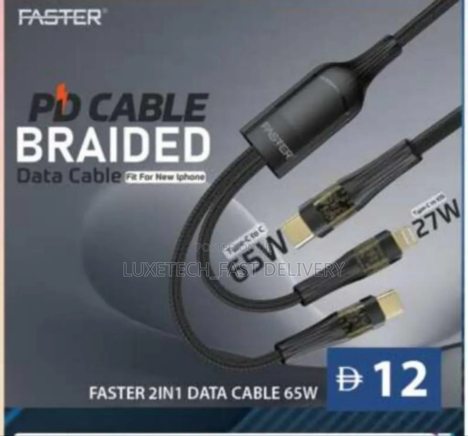 2-in-1 Braided Fast Charging Cable (Usb-C and Lightning)