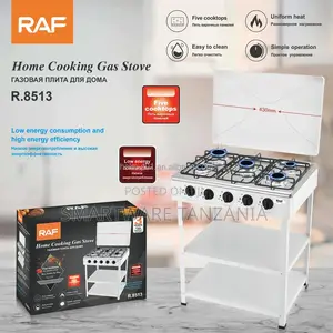 4-Burner Gas Stove With Storage Stand With 3-Tier Shelves