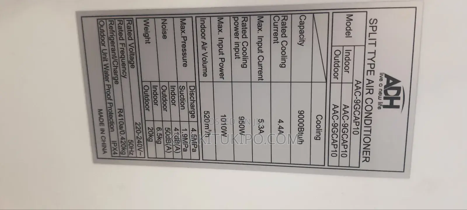 Adh Air Condition Split Type 9000btu