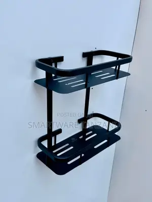Wall Mounted 2 Tier Shelf No Drill Bathroom Shampoo Holder