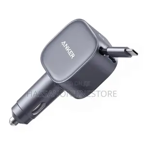 Anker Nano 75w Car Charger Builtin Retractable UsbC Cable + Free Cable