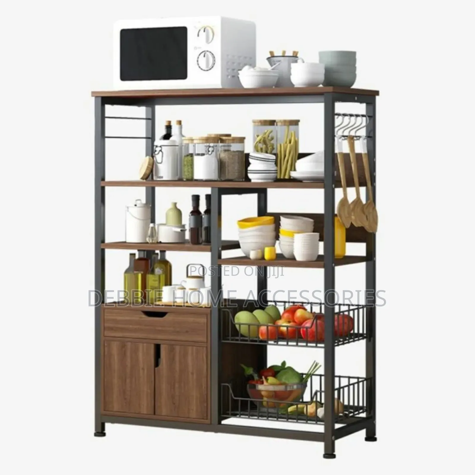 Multi-Layered Kitchen Storage Rack With Door Locker