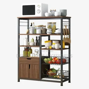 Multi-Layered Kitchen Storage Rack With Door Locker