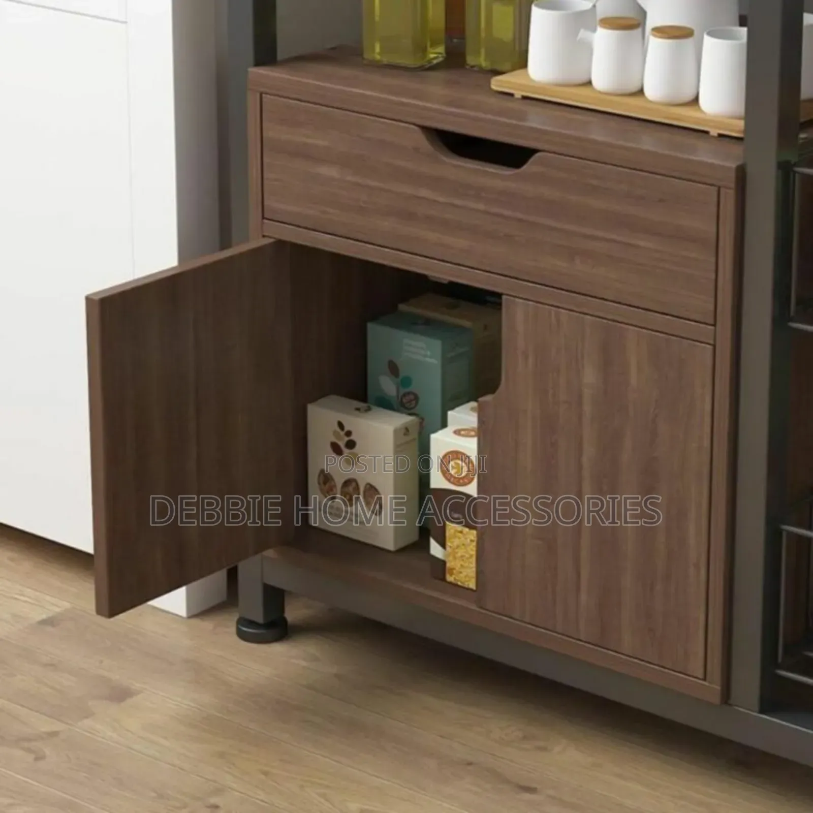 Multi-Layered Kitchen Storage Rack With Door Locker
