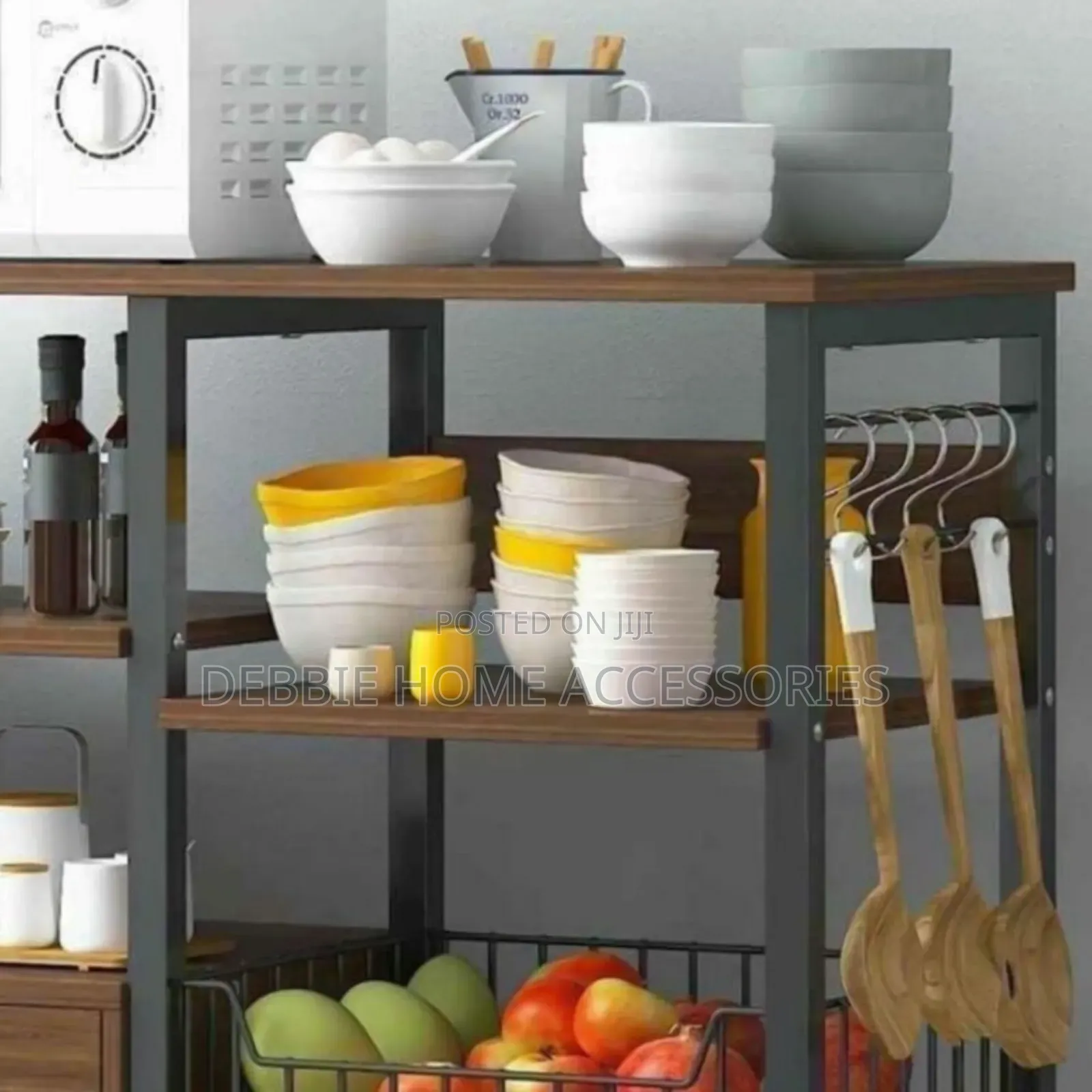 Multi-Layered Kitchen Storage Rack With Door Locker