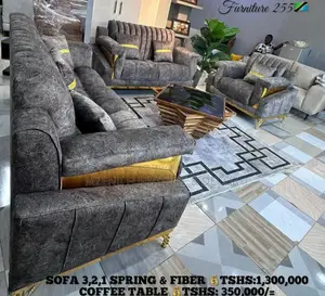 Sofa Set 3:2:1 Gold Design and Spring and Fibers