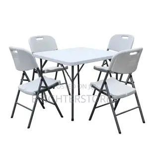 Rectangular White Table With Four People